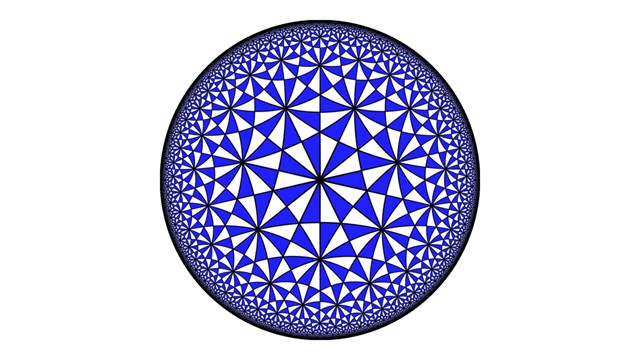 A tiling of the hyperbolic plane. CRED: By Claudio Rocchini - Own work, CC BY 2.5, https://commons.wikimedia.org/w/index.php?curid=1669501.