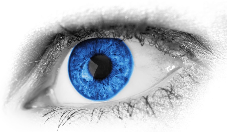 Öga med blå pupill