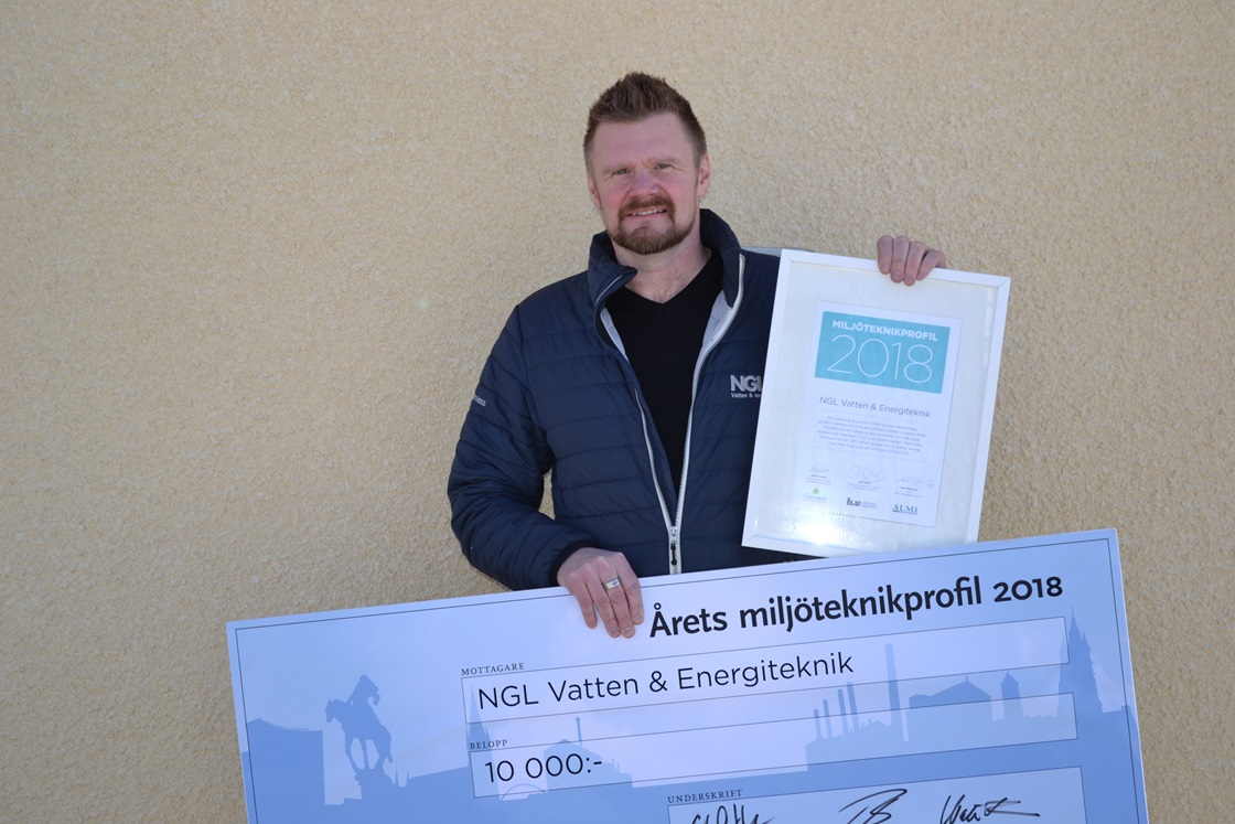 Jacob Norling och hans företag NGL Vatten och Energiteknik blev årets miljöteknikprofil 2018