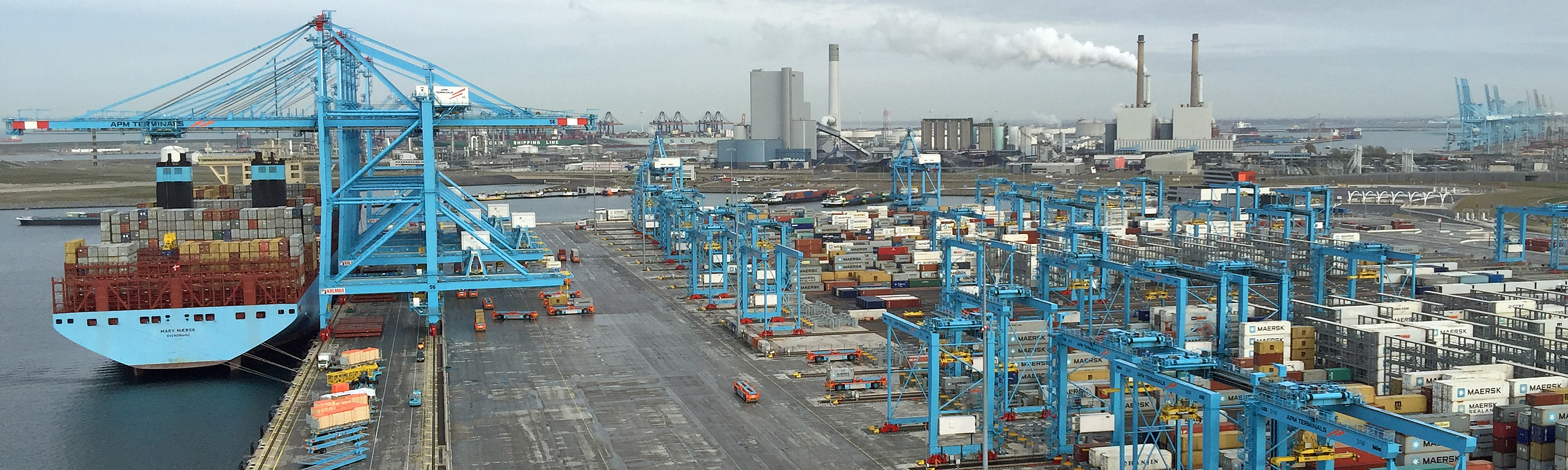 Fjärrstyrda kranar vid APM Terminals Maasvlakte 2, Rotterdam.