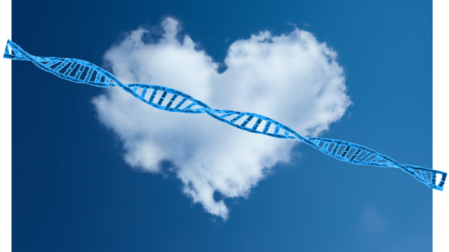 DNA-sträng och moln format som hjärta