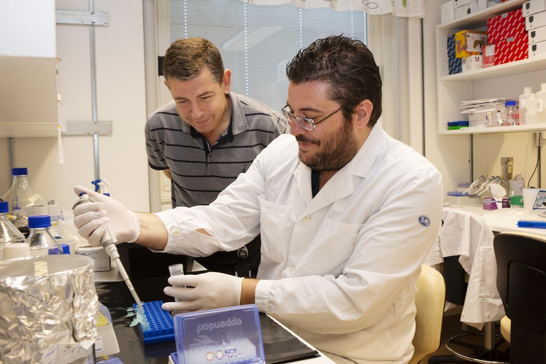 Markus Heilig and Eric Augier in the lab.