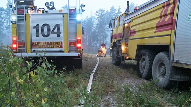 brandbilar vid skogsbrand