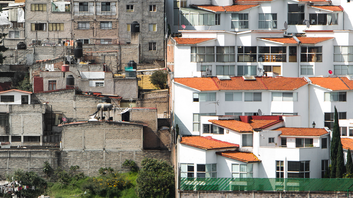 Buildings illustrating a segregated Mexico city