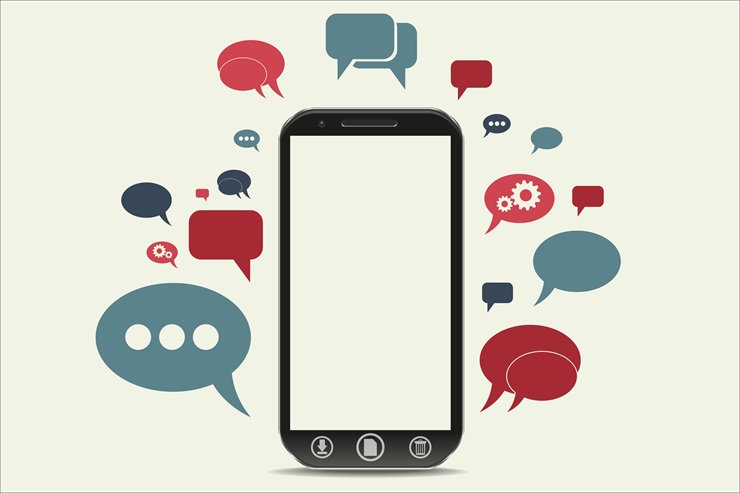 Illustration mobiltelefon sms-konversation
