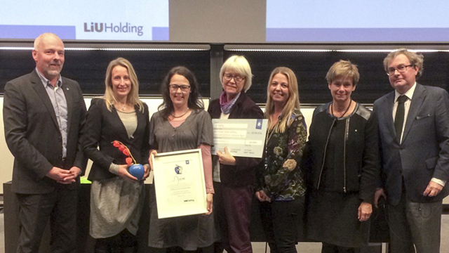 Utdelning av LiU Holdings pris 2014 för Årets entreprenöriella lärare.