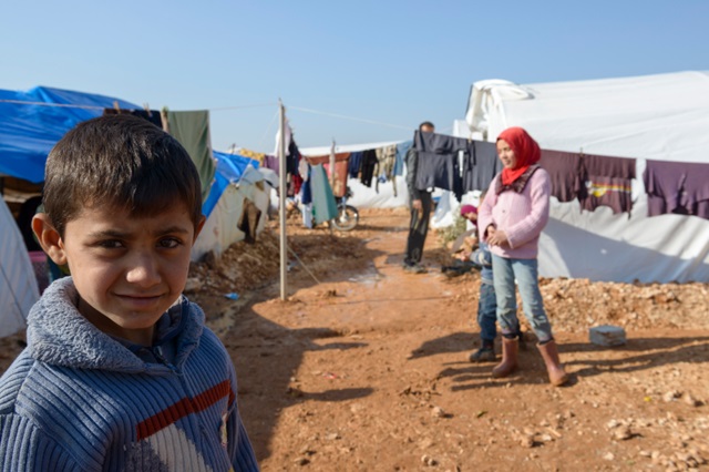 Barn i flyktingläger i Syrien