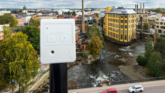 Sensor, smart stad, vy över Norrköping