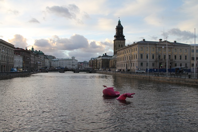Kunglig uppenbarelse i vattnet i Göteborg.