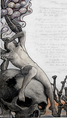 Illustration till Baudelaires dikt Amor och dödskallen