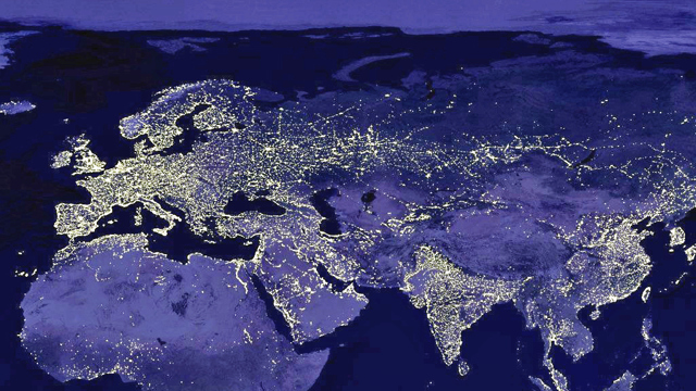 Bild på jiorden från rymden. Picture on earth at night