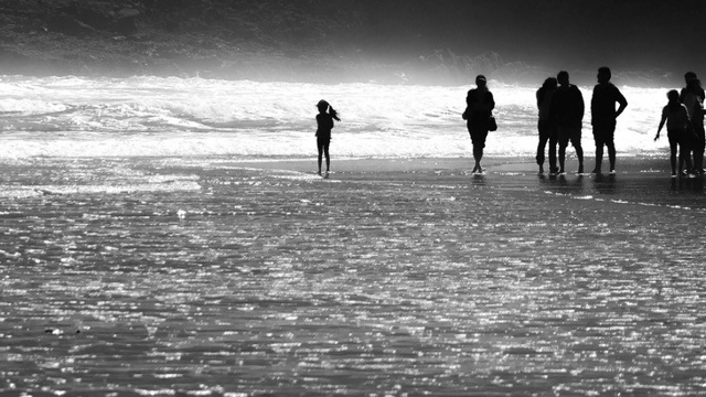 En grupp människor på en strand