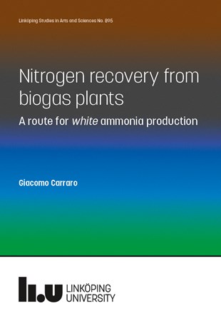 Omslag för publikation 'Nitrogen recovery from biogas plants: A route for white ammonia production'