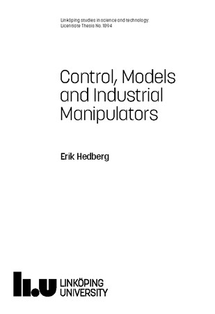 Cover of publication 'Control, Models and Industrial Manipulators'
