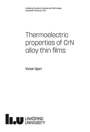 Omslag för publikation 'Thermoelectric properties of CrN alloy thin films'