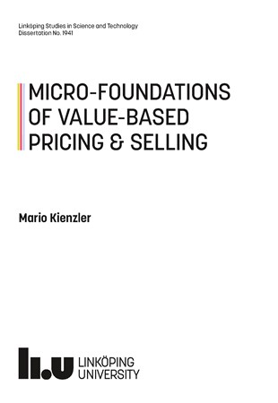 Omslag för publikation 'Micro-foundations of value-based pricing and selling'