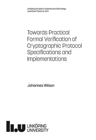 Omslag för publikation 'Towards Practical Formal Verification of Cryptographic Protocol Specifications and Implementations'