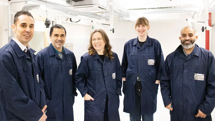 Group photo, five researchers.