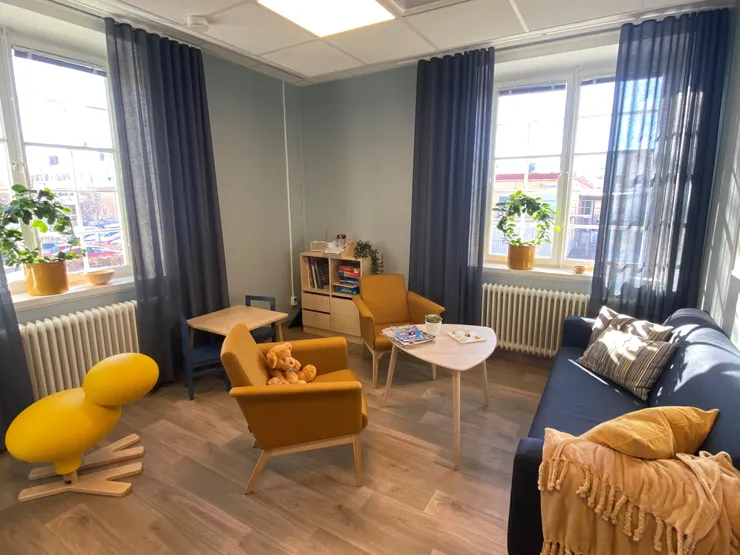 Väntrum på barnahus i Linköping.