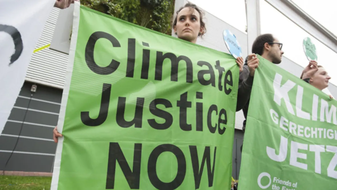 Demonstration with banners