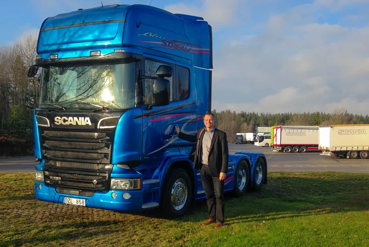 Truck and researcher.