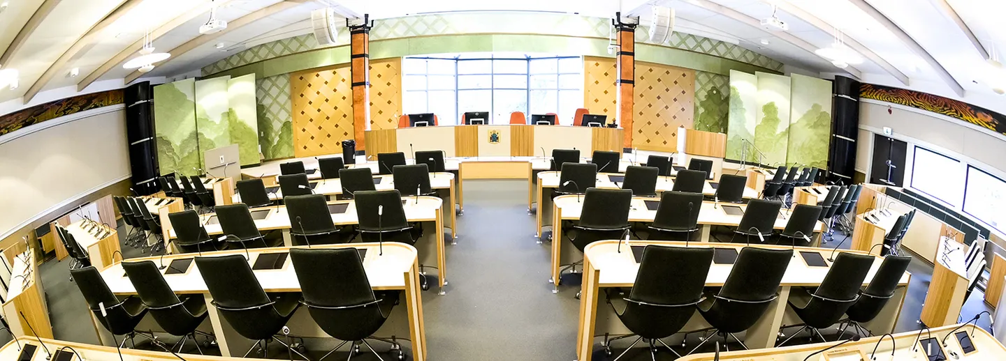 Fiskögeperspektiv på en möteslokal. 