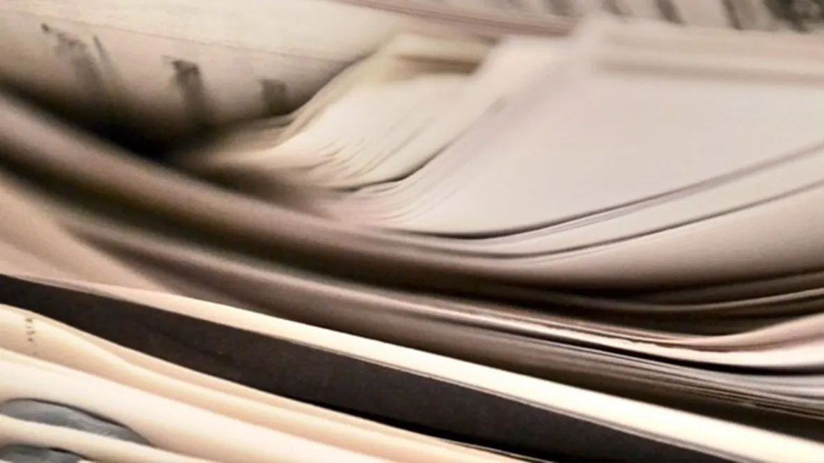 Bild på bocker och blad.