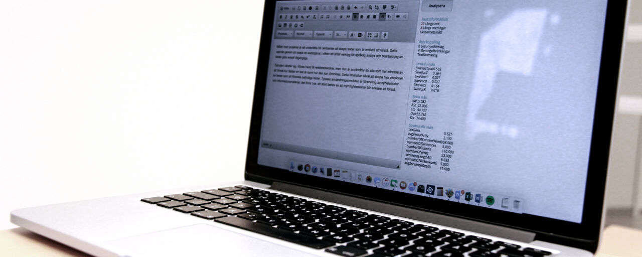 Laptop with text on the screen