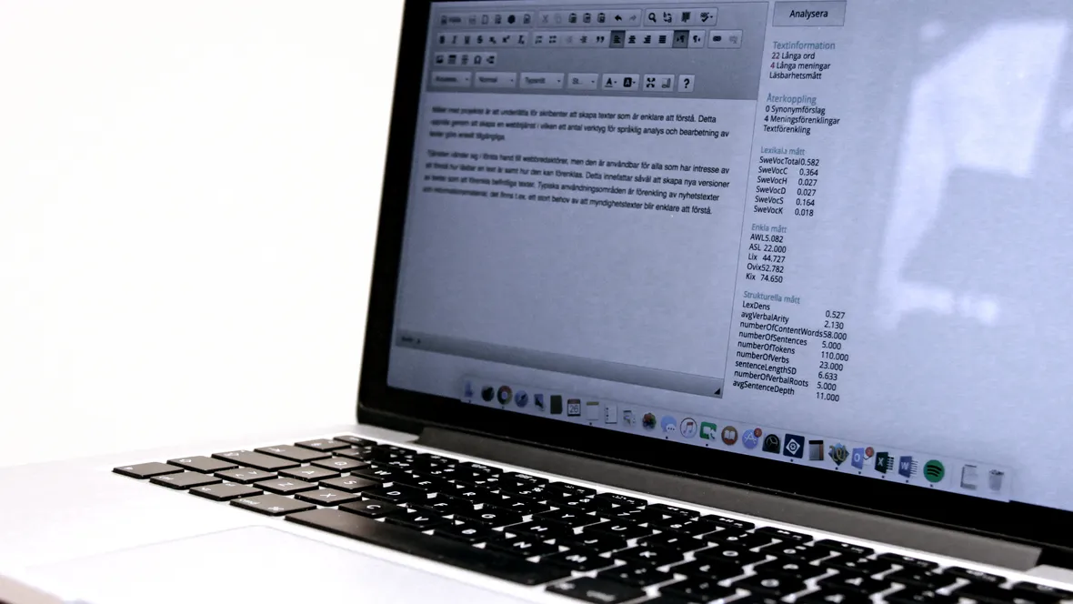 Laptop with text on the screen