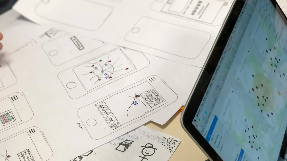 Designskisser på mobilappar