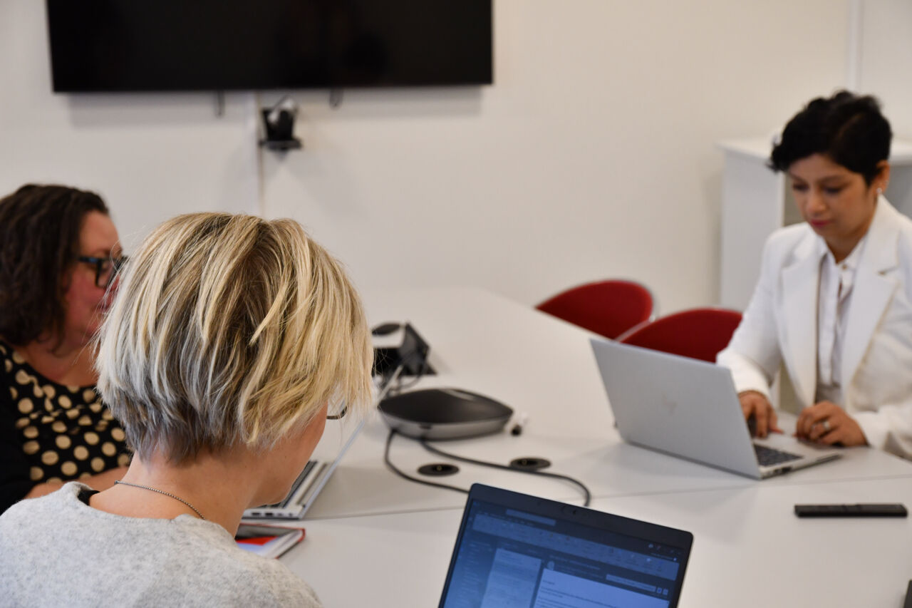 Johanna, Josefine and Nandita are looking at their computers