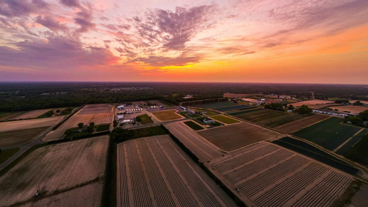 Solnedgång på landet.