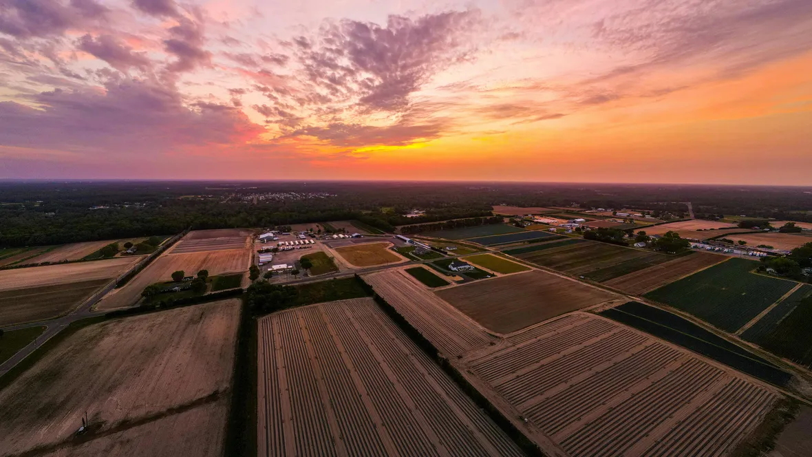 Solnedgång på landet.
