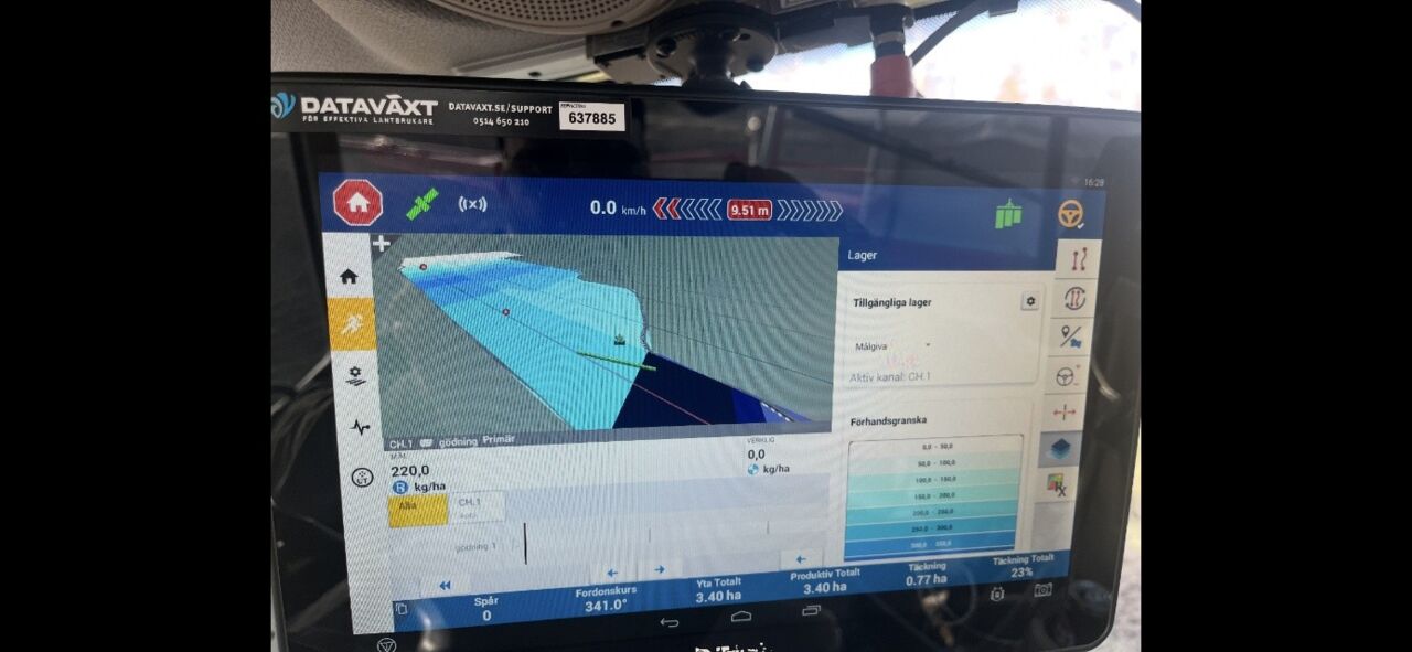 Figur 3. Styrfilen för fältet såsom som den ser ut i Trimbleenheten i traktorn.
