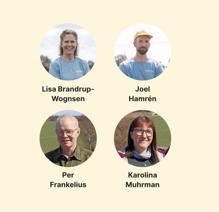 Per Frankelius och Karolina Muhrman frånKunskapsnav för jordbrukets digitalisering, samt JoelHamrén och Lisa Brandrup-Wognsen från Agronod.