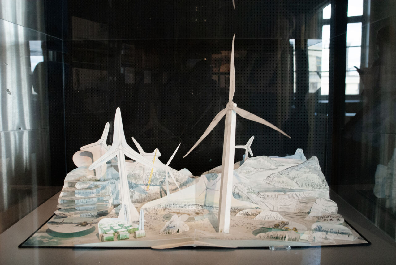 Pop-up book behind glass