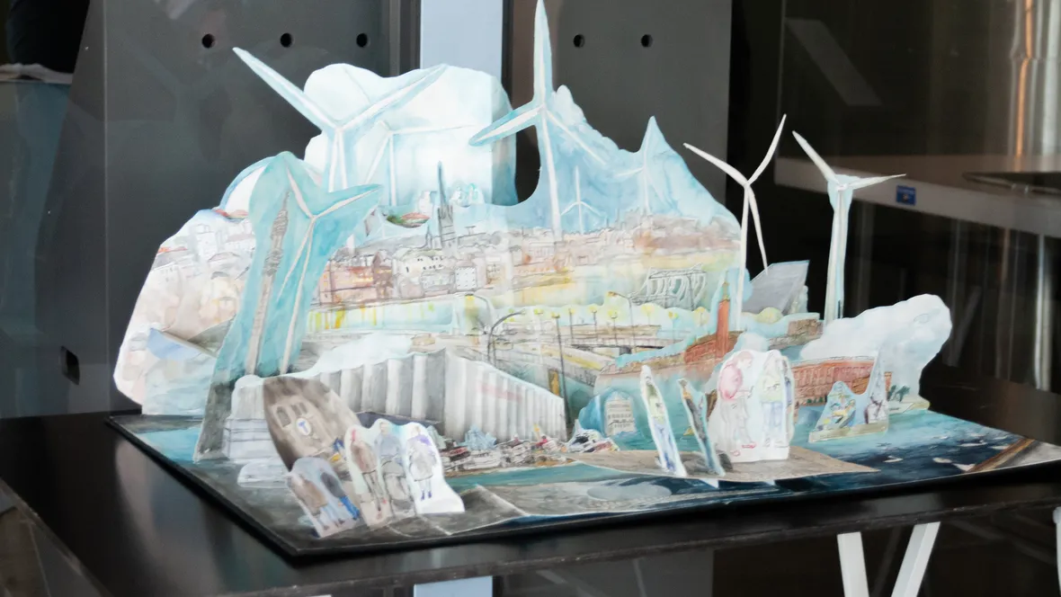 Pop-up book behind glass