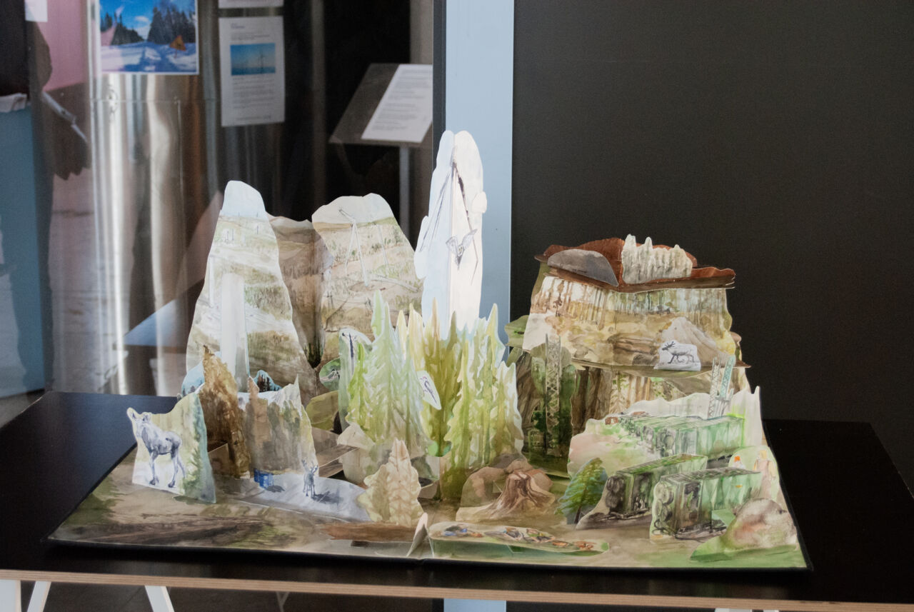 Pop-up book behind glass