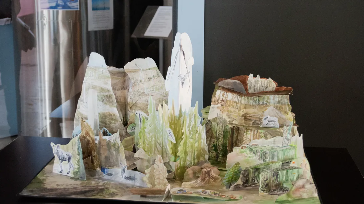 Pop-up book behind glass