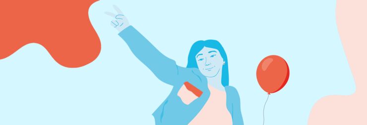 Illustration av tonårstjej gör fredstecknet