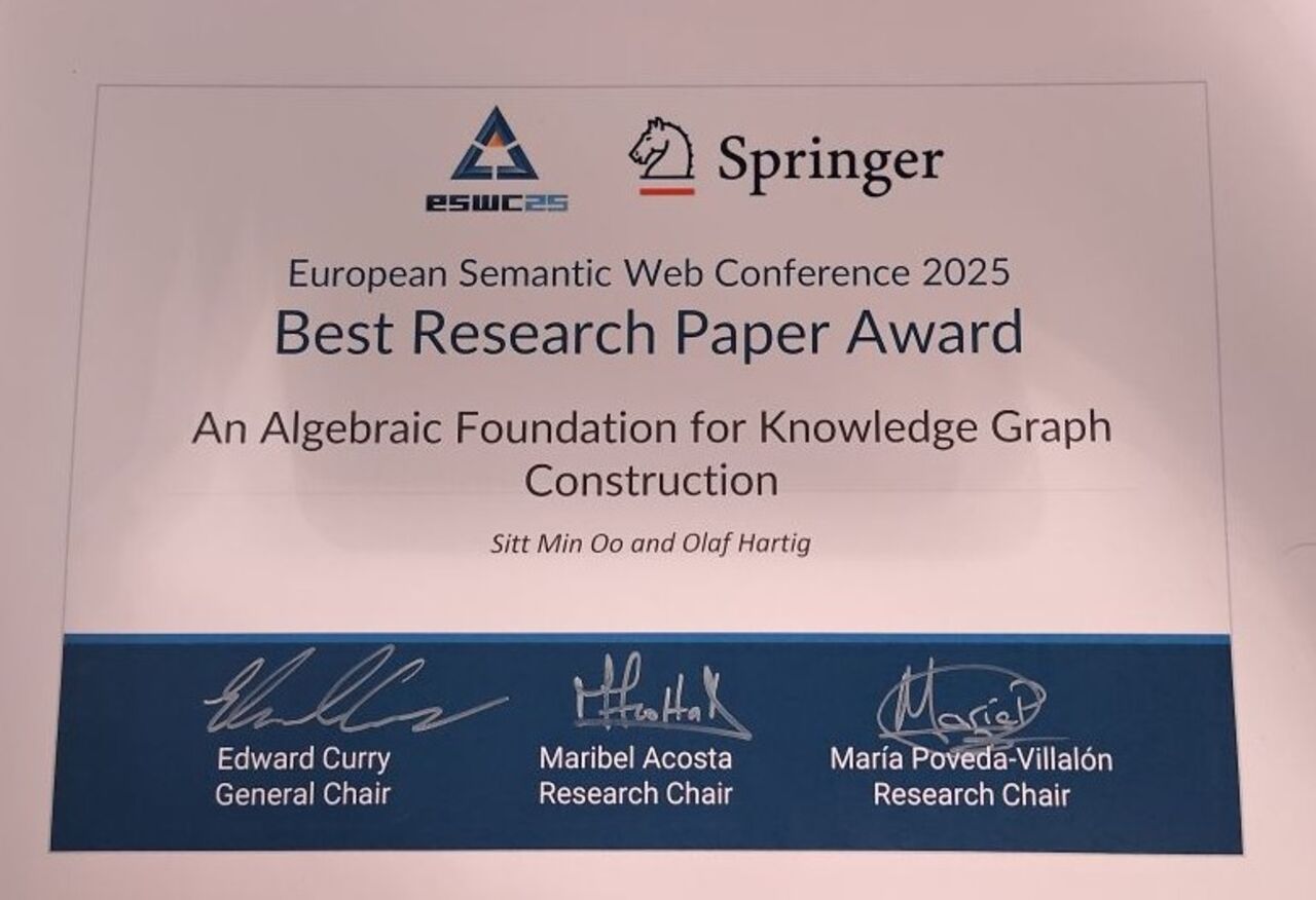 Image of the award certificate