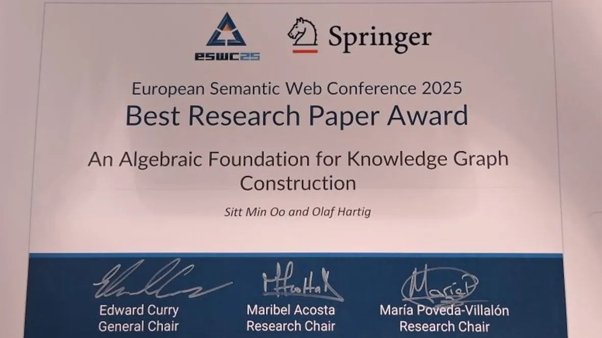Image of the award certificate
