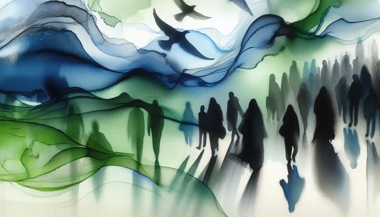 An AI picture in green and blue.