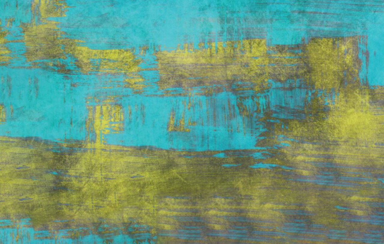 Abstrakt mönster i turkost och guld.