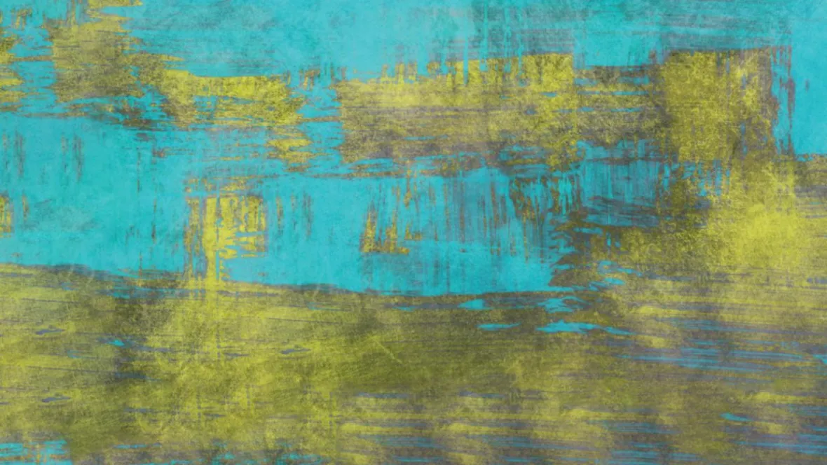 Abstrakt mönster i turkost och guld.