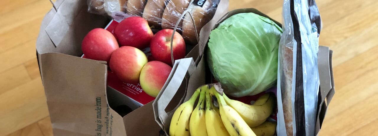 Two paper bags with groceries