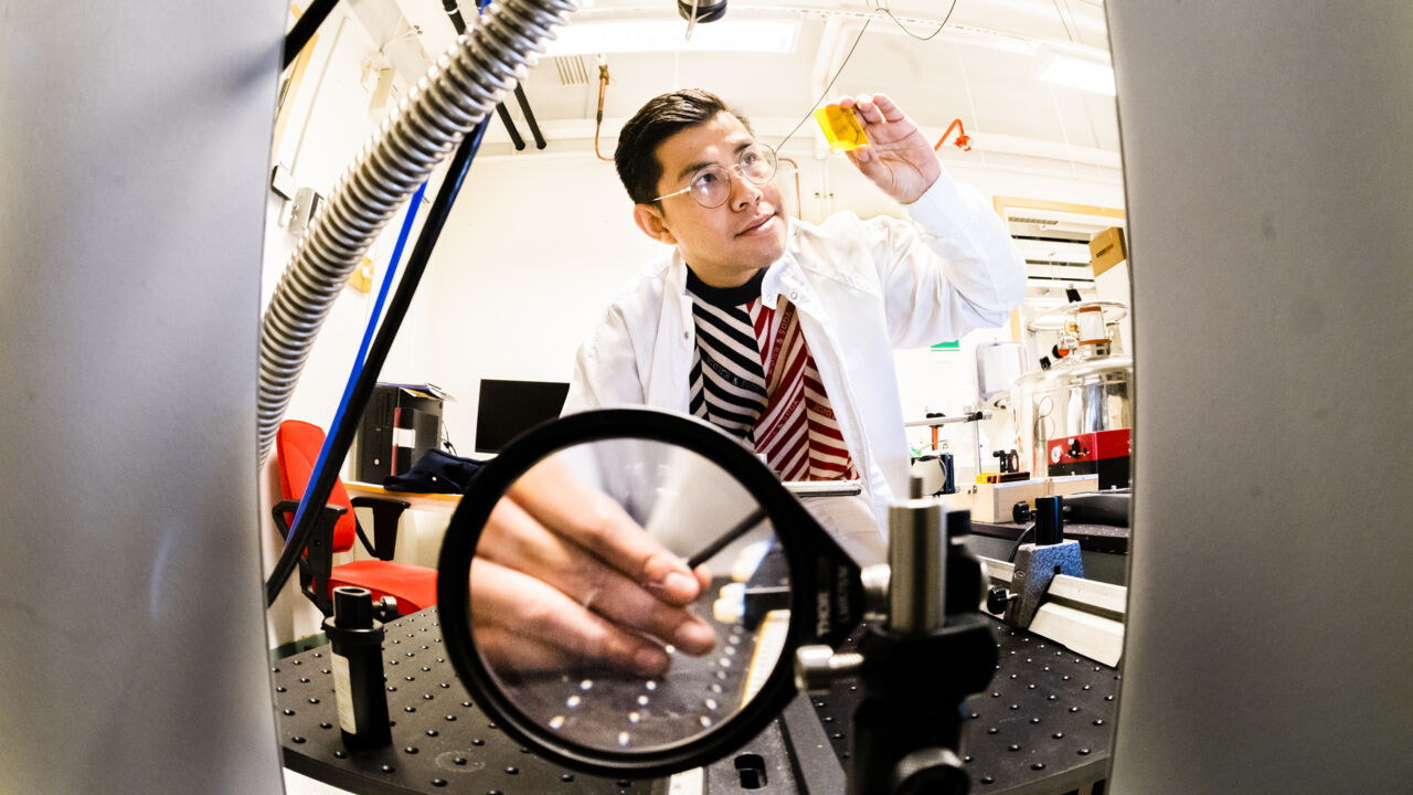 View from the inside of the magneto-optic instrument.