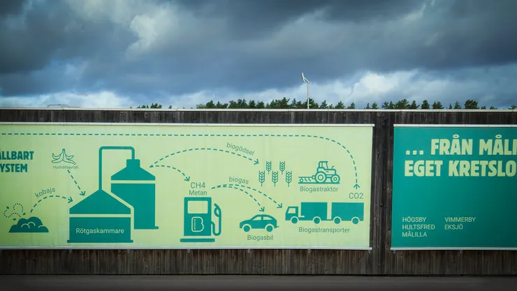 Hagelsrum, Målilla, informerar om biogasproduktionen.