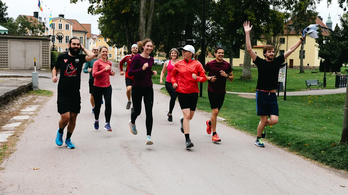 CMIV PhD students and researchers running in Vadstena.