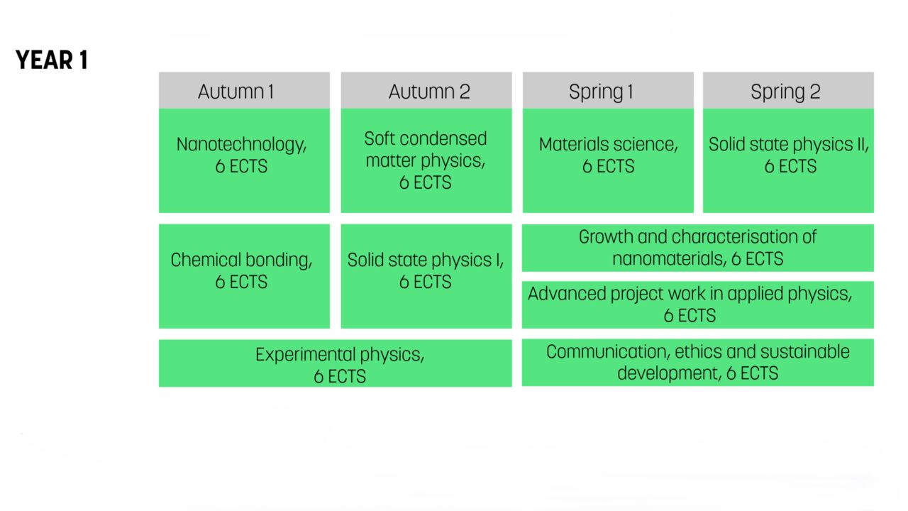 illustration of the programme set up in the first year
